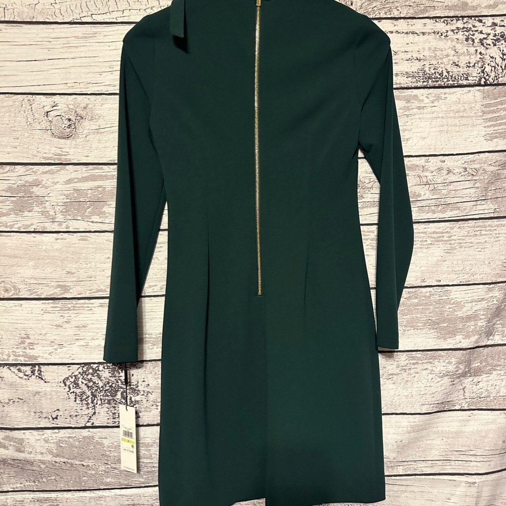 Calvin Klein NWT Green Tie Neck Sheath Dress Size 4 Long Sleeve - Picture 6 of 6